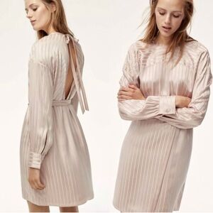 Aritzia | Gaillard Striped Light Pink Silk Blend Dress